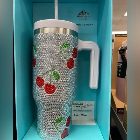 🔹️ Hydrapeak 🔹️Voyager Cherries Bling Tumbler Limited Edition 40 oz - Picture 2 of 5